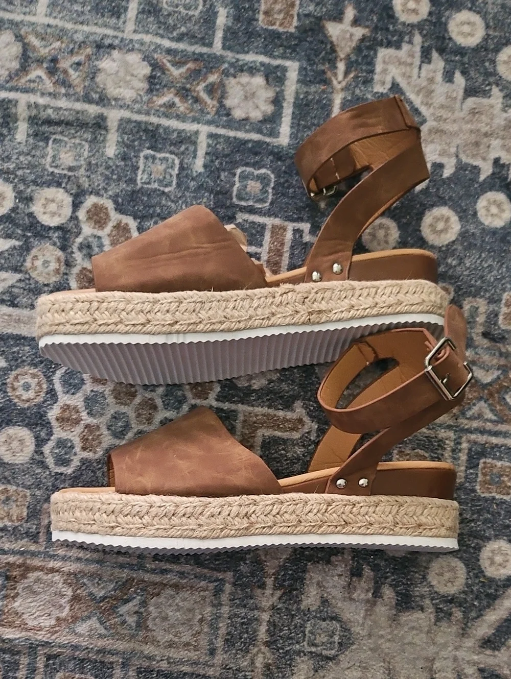 Women’s Brown Ankle-Strap Espadrille Wedge Sandals 10w